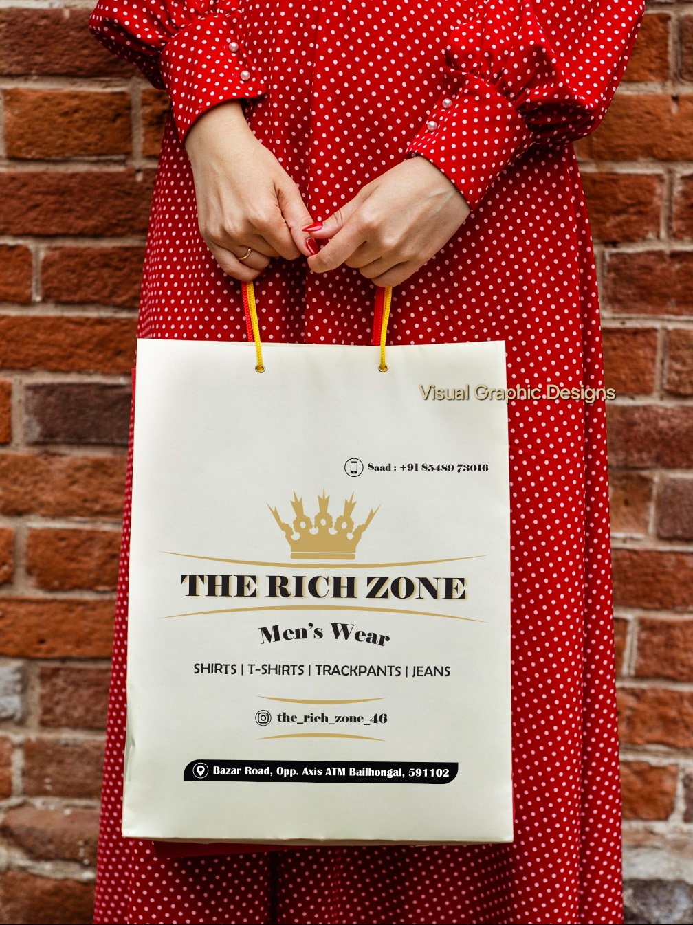 Paper bag with printed brand logo